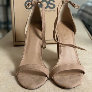ASOS DESIGN Highball Blocked Heel Sandals Nude